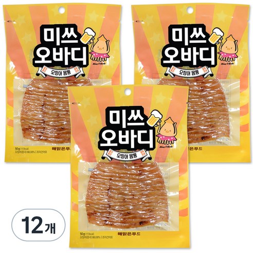 해맑은푸드 미쓰오바디 오징어, 12개, 50g