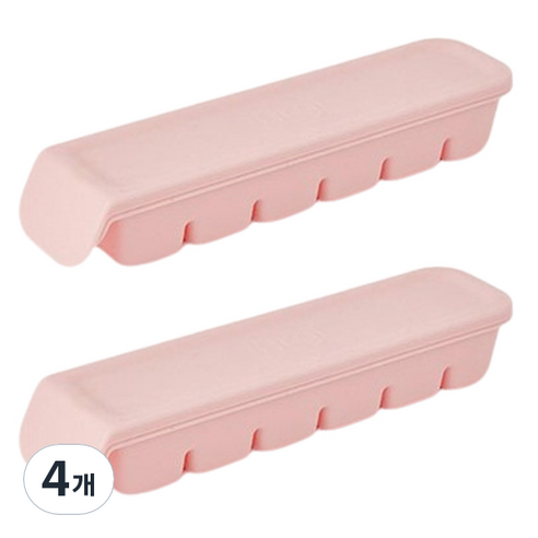 퍼기 이중 밀폐 이유식 큐브 6구, 180ml, 파스텔핑크, 4개
