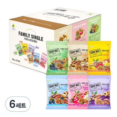 투데이넛 너트한줌 패밀리 6종 세트, 240g, 6세트