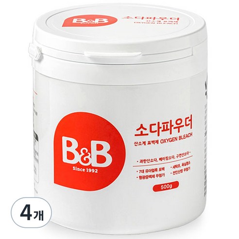 비앤비 유아용 소다 파우더 표백제, 500g, 4개