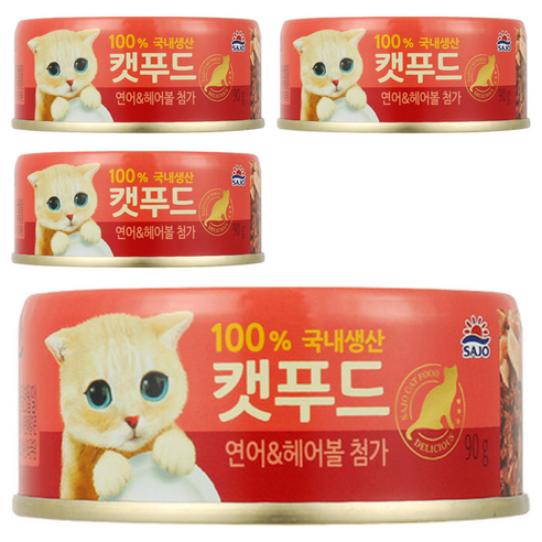 사조해표 캣푸드 간식캔, 연어, 90g, 4개