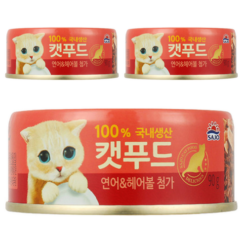 사조해표 캣푸드 간식캔, 연어, 90g, 3개