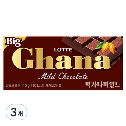 가나 빅 밀크 초콜릿, 110g, 3개