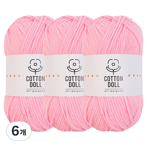 니뜨 코튼돌 뜨개실 50g, 6개, 12네온연핑크