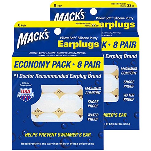 Macks 필로우소프트 수면 귀마개 흰색, 2개, 8쌍