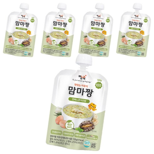 짱죽 맛있는 이유식 맘마짱 10개월부터 1p, 전복노른자진밥, 120g, 5개