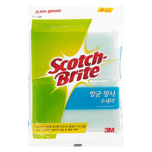 스카치브라이트 항균 망사 수세미, 4개입, 1개