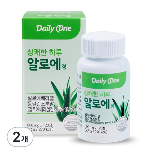 데일리원 상쾌한 하루 알로에정 알로에 베라 겔 120정, 72g, 2개