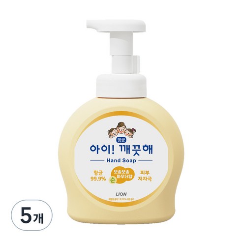 아이깨끗해 핸드워시 순 보송보송 파우더향, 490ml, 5개