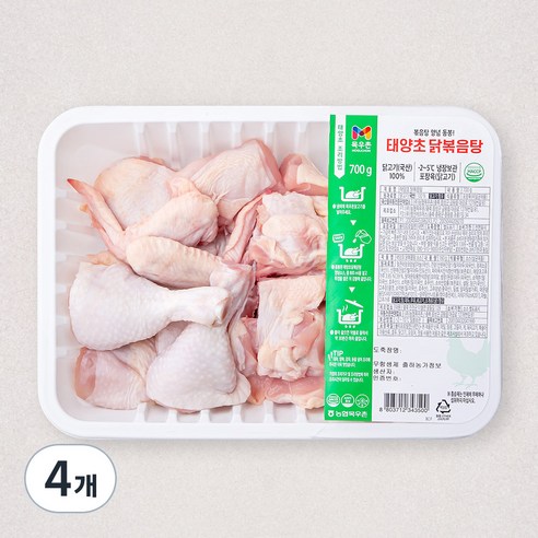 목우촌 태양초 닭볶음탕용 닭고기 (냉장), 700g, 4개
