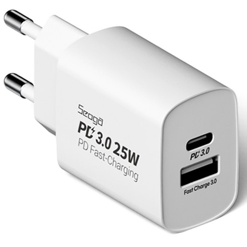 서가 25W PD3.0 PPS 2포트 멀티 C타입 초고속 충전기, 화이트, 1개