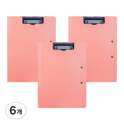 알로데 라이팅 회의 A4 클립보드 23.5 x 32 x 1.2 cm 더블클립, TYPE08 코랄핑크(더블클립), 6개