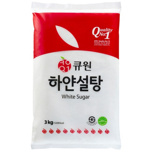 큐원 하얀 설탕, 2개, 3kg