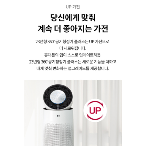 LG 퓨리케어 360° 공기청정기 플러스: 맑고 깨끗한 공기로 삶의 질을 높이다.