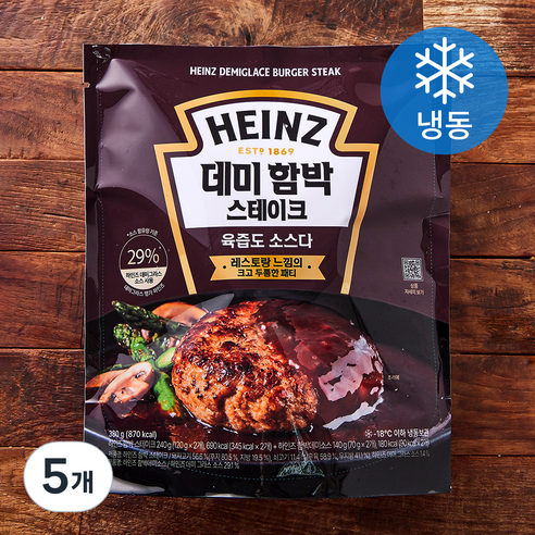 하인즈 데미 함박 스테이크 (냉동), 380g, 5개