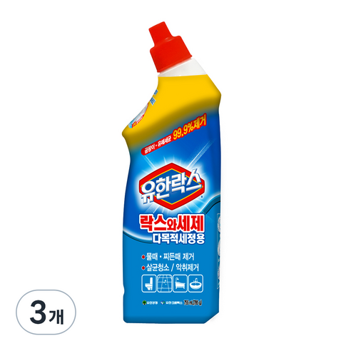 유한락스 락스와세제 다목적세정용, 755ml, 3개