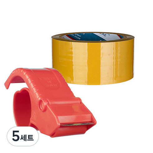 대박테이프 황색 박스테이프 50m 1p + 커터기 1p, 5세트