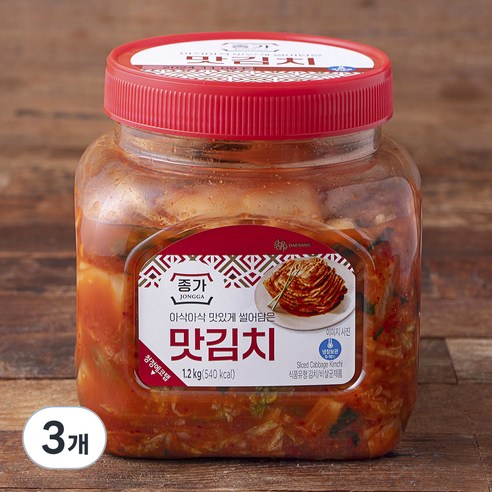 종가 아삭아삭 맛있게 썰어담은 맛김치, 1.2kg, 3개