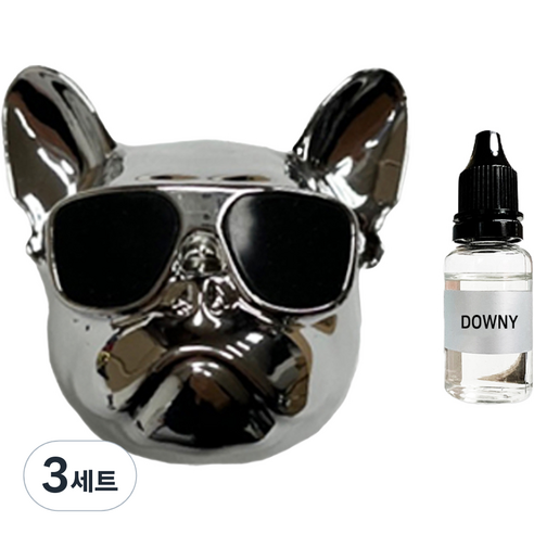 엠퓨처 차량용 불독 방향제 실버 + 오일 15ml + 클립 3cm + 오일솜 세트, 에어프릴프레쉬, 3세트