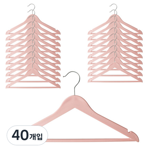마켓플랜 비비드 플라스틱 옷걸이, 핑크, 40개