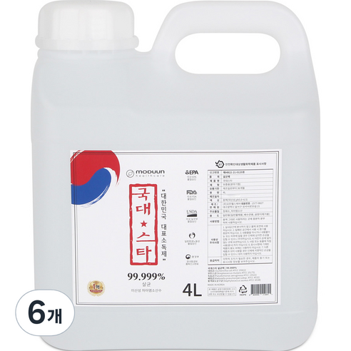 국대스타 살균소독제 리필용, 4L, 6개