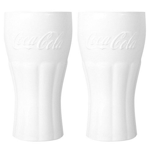 코카콜라 미러 텀블러 370ml, 화이트, 2개입