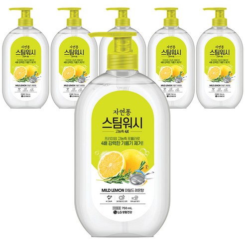 자연퐁 스팀워시 4X 주방세제 레몬향, 750ml, 6개