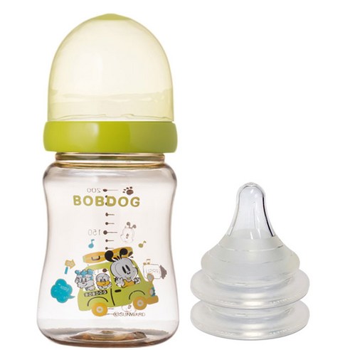 리틀밥독 PPSU 유꼭지젖병 200ml 젖꼭지 2개입, 자동단계(3~24개월), 그린