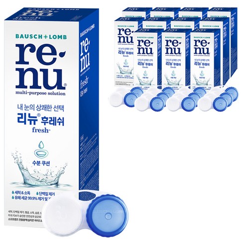 리뉴 후레쉬 렌즈 세정액 + 케이스 세트, 500ml, 12개