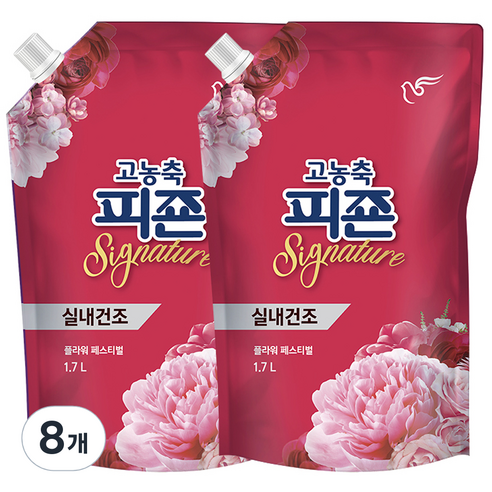 피죤 고농축 실내건조 시그니처 플라워페스티벌 섬유유연제 리필, 1.7L, 8개