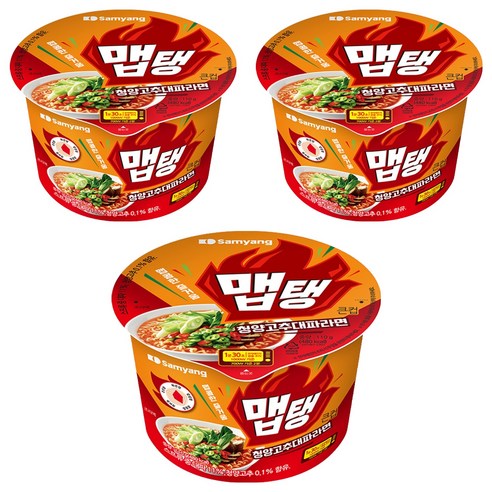 맵탱 큰컵 청양고추 대파라면 110g, 3개
