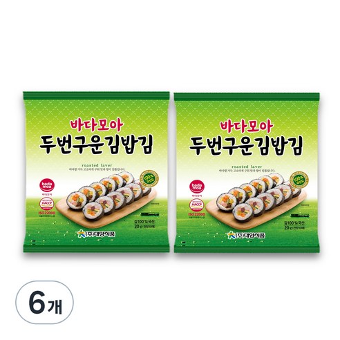 바다모아 두 번 구운 김밥 김 10p, 20g, 6개
