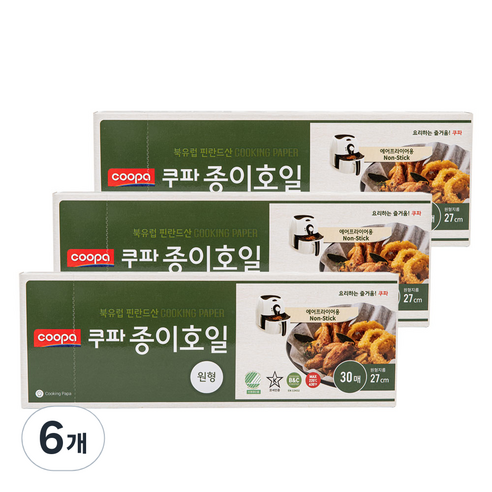 쿠파 종이호일 원형 30p 지름27cm, 27cm, 30개입, 6개