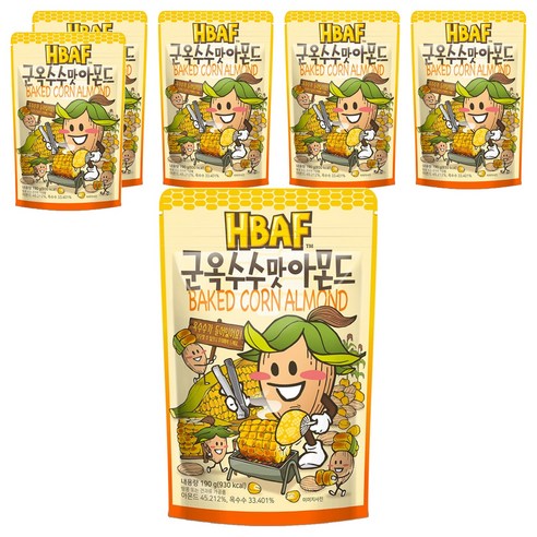 HBAF 군옥수수맛 아몬드, 190g, 6개