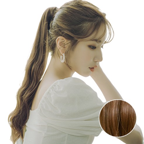 가발나라 여성 벨크로 포니테일 히피펌 가발, 오렌지브라운, 1개