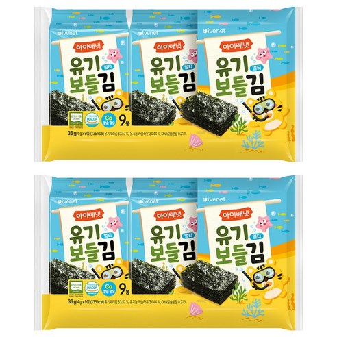 아이배냇 유기 보들김 멀티 9p, 김맛, 36g, 2개