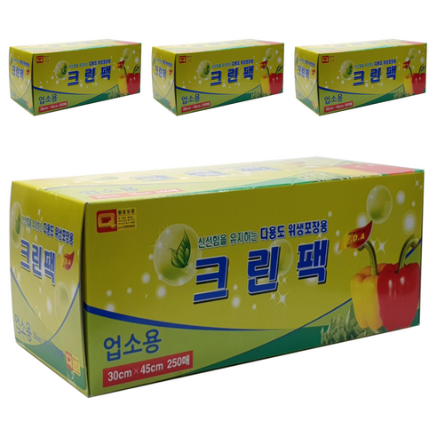 해피크린 업소용 크린팩 대 30 x 45 cm x 250매, 250개, 4개