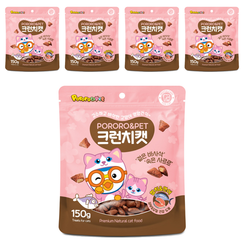 에이비에스엘 뽀로로펫 크런치캣 간식, 참치 + 연어 혼합맛, 150g, 5개