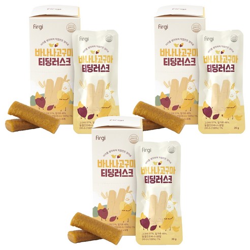 퍼기 티딩러스크 치발과자, 바나나고구마맛, 120g, 3개
