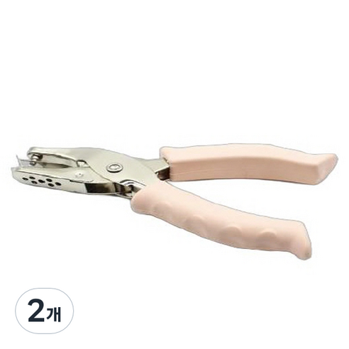 마다꾸미 컬러 핸드 1공 펀치 3mm, 파스텔핑크, 2개