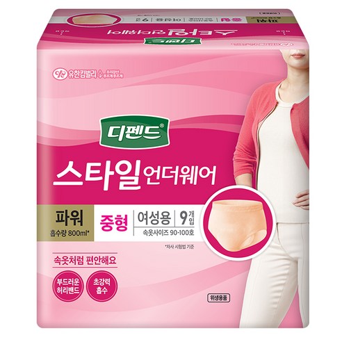 디펜드 스타일 언더웨어 여성 파워 중형 9개입, 1개