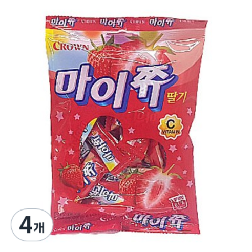 크라운 마이쮸 딸기 츄잉캔디, 92g, 4개