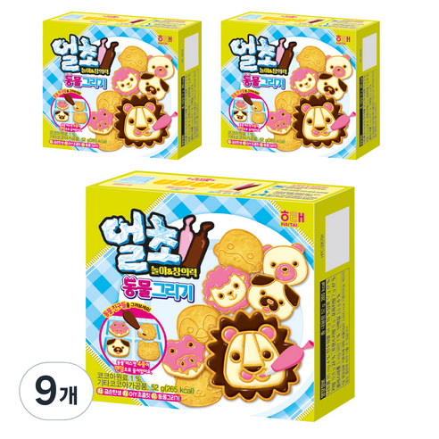 해태제과 얼초 동물 그리기 과자 52g 랜덤발송, 단품, 9개