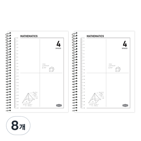 핑크풋 3000 4분할 수학 연습장, 화이트, 8개