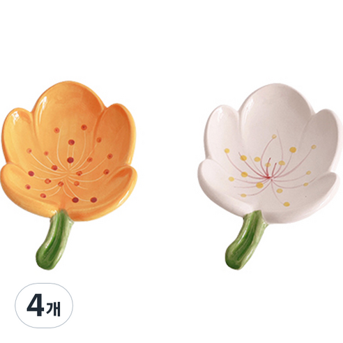 블럭마트 세라믹 꽃잎 비누트레이 TYPE2, 랜덤발송, 4개