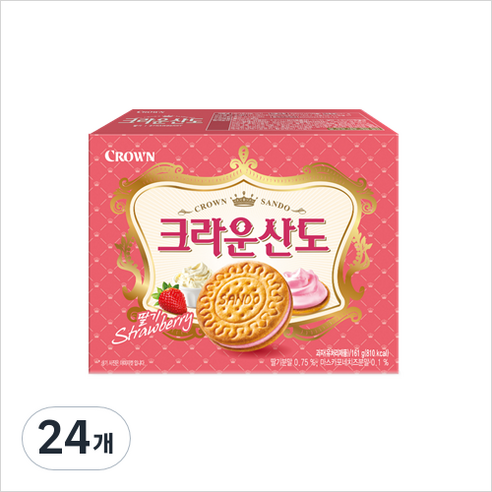 크라운 산도 딸기크림치즈, 24개, 161g