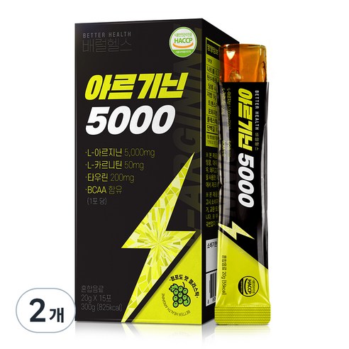 더존건강 배럴 헬스 아르기닌 5000 15p, 300g, 2개