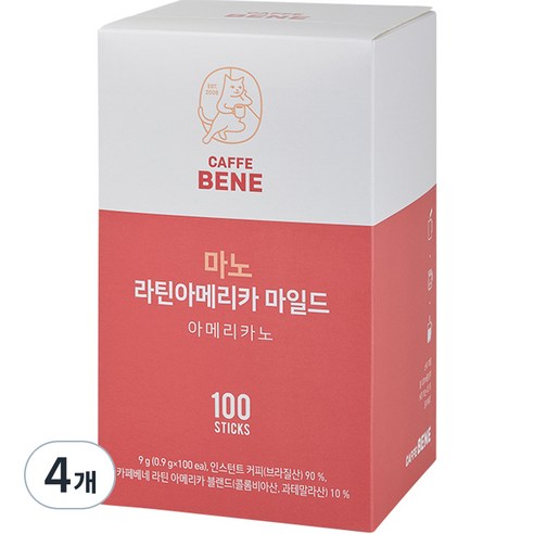 카페베네 마노 라틴아메리카 마일드, 0.9g, 100개입, 4개