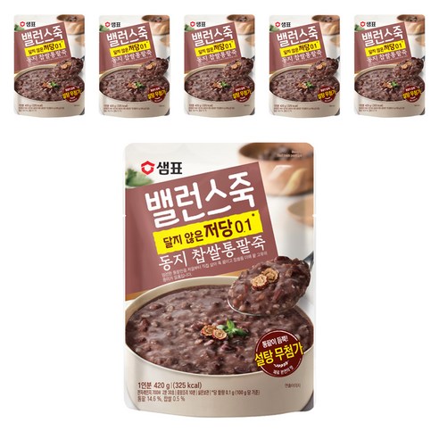 샘표 밸런스죽 동지 찹쌀통팥죽, 420g, 6개