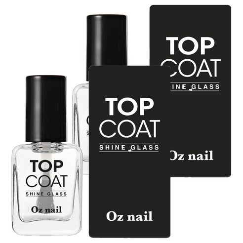 오즈네일 샤인 글라스 고광택 탑코트, 8ml, 투명, 2개